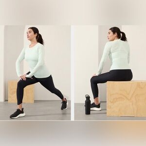 ATHLETA MOMENTUM SEAMLESS Thumbhole TOP, Glacier, Medium, NEW